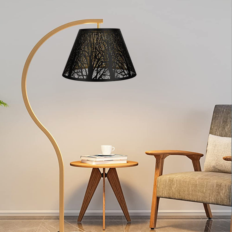 Norvo | Medium lampeskjerm, fat stoff lampeskjerm for bordlampe og gulvlampe, 7x13x7.8 tommer, naturlig ventilert lin, håndlaget, edderkopp (hvit)