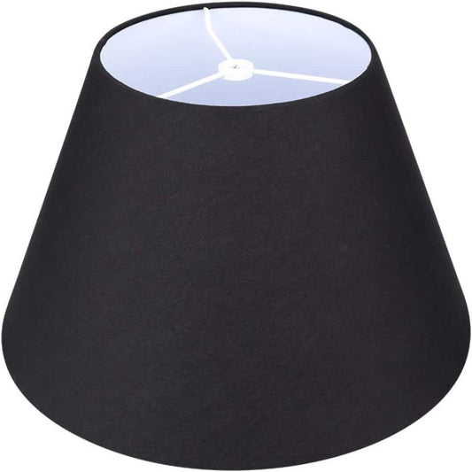 Norvo | Medium lampeskjerm, fat stoff lampeskjerm for bordlampe og gulvlampe, 7x13x7.8 tommer, naturlig ventilert lin, håndlaget, edderkopp (hvit)