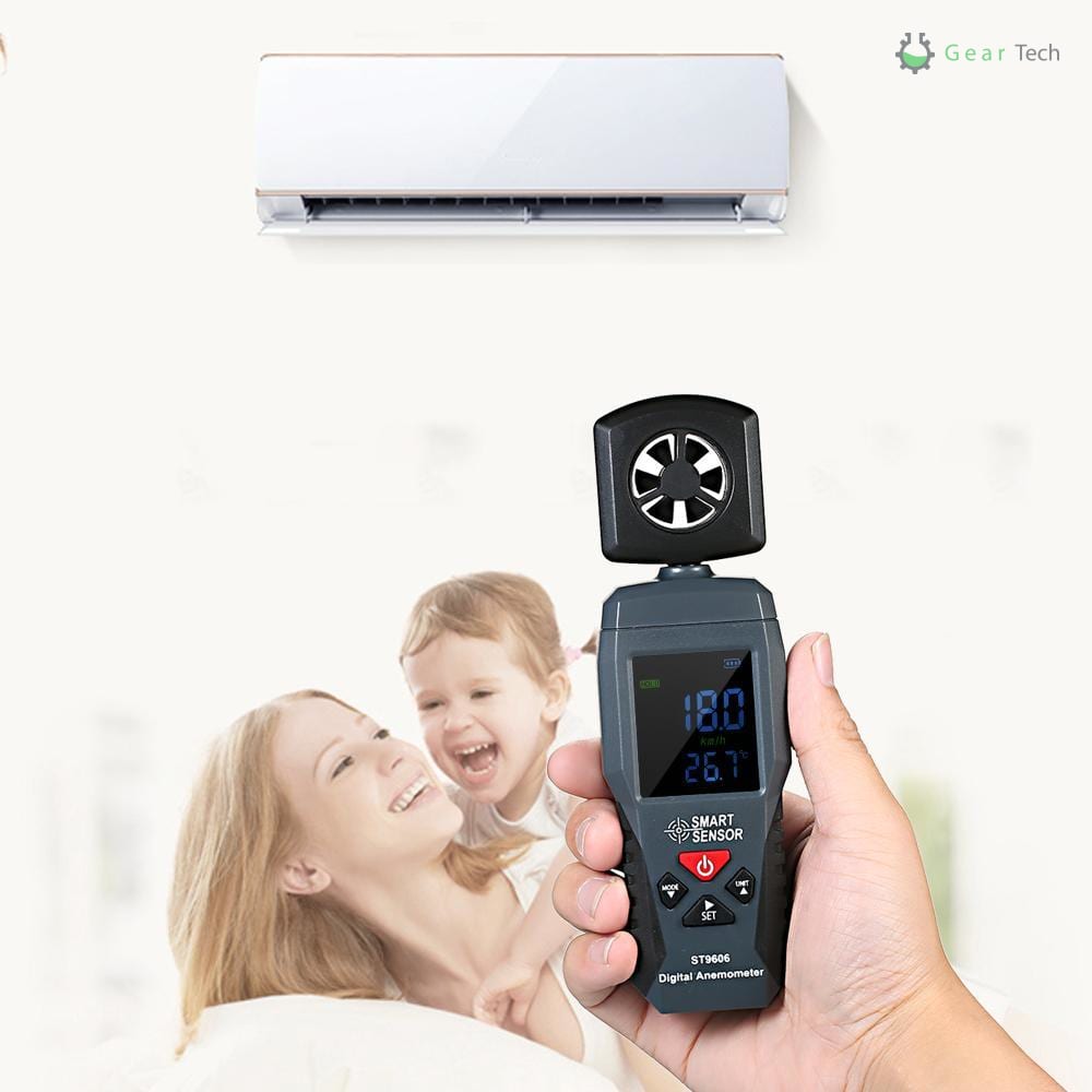 Norvo | Digital LCD Bærbar Vindhastighetsmåler - Luftstrømningsmåler