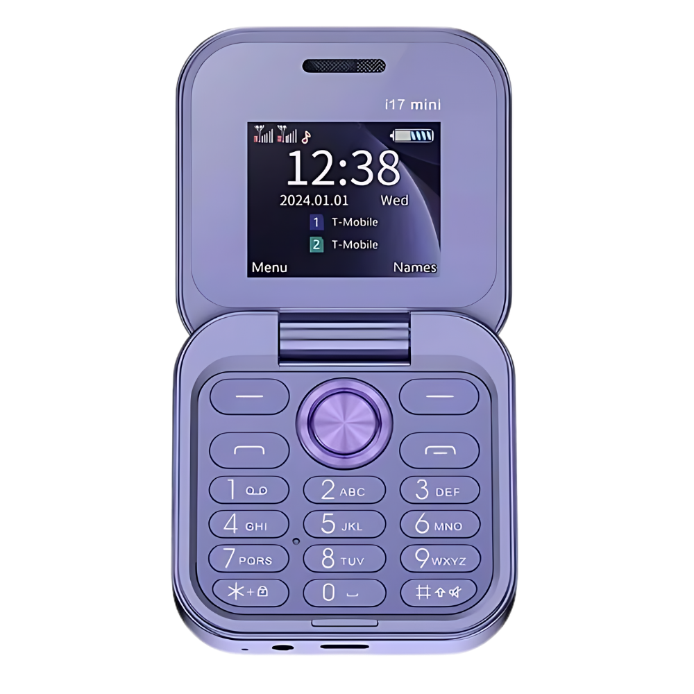 Liten sammenleggbar mobiltelefon med dobbelt sim-kort