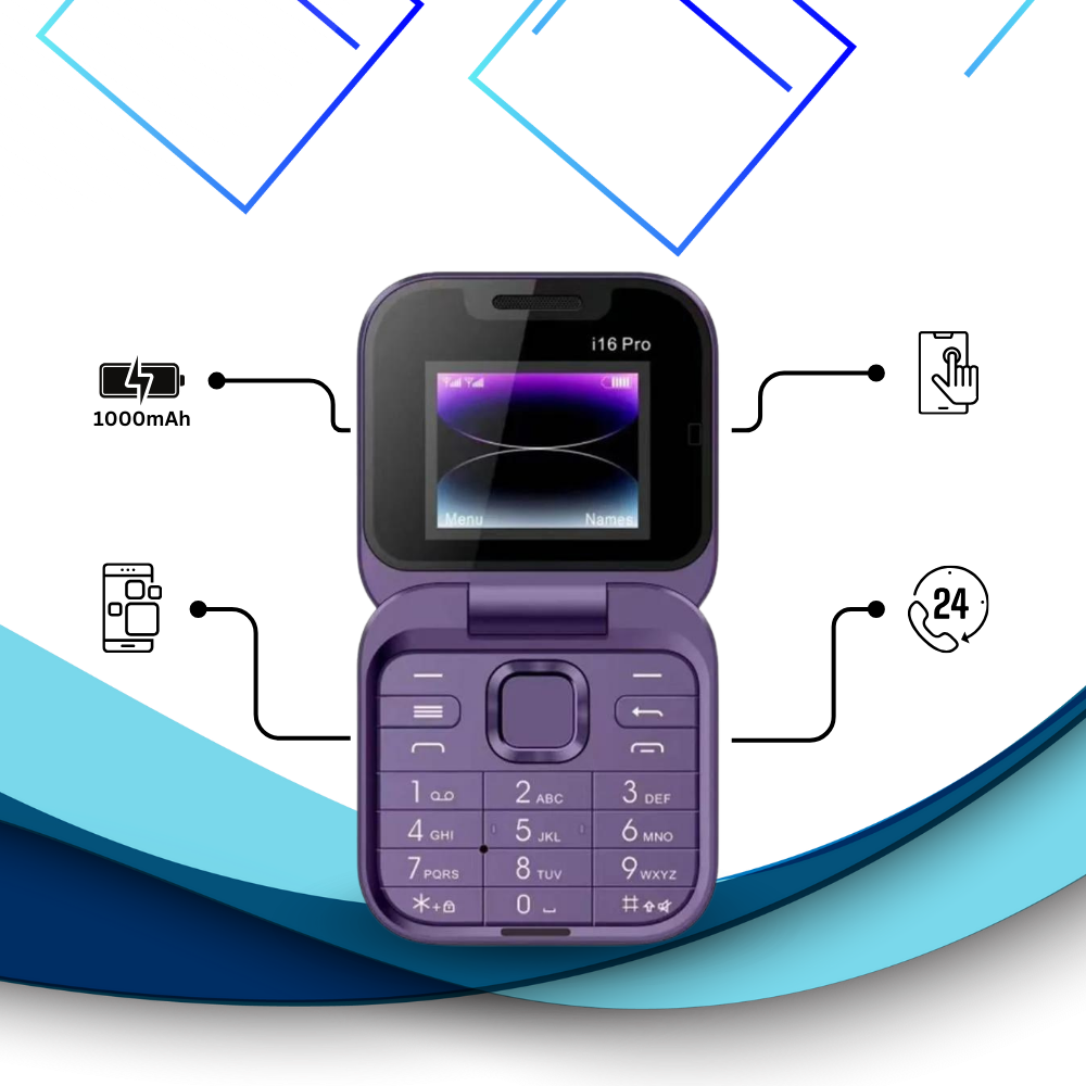 Liten sammenleggbar mobiltelefon med dobbelt sim-kort