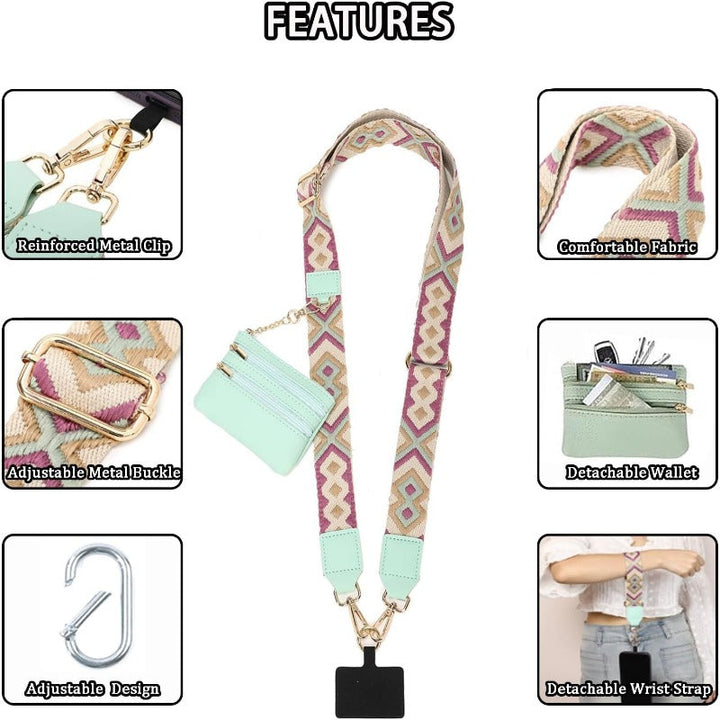 Norvo | Stilig Crossbody Telefon Lanyard med Avtakbar Mini Lommebok