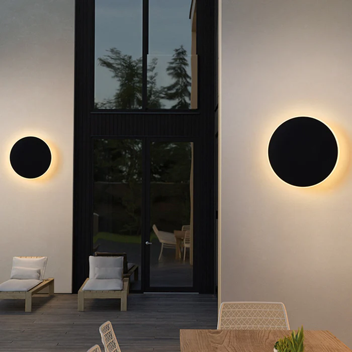 Elegant LED vegglys for utendørs bruk - Minimalistisk rund design | Norvo