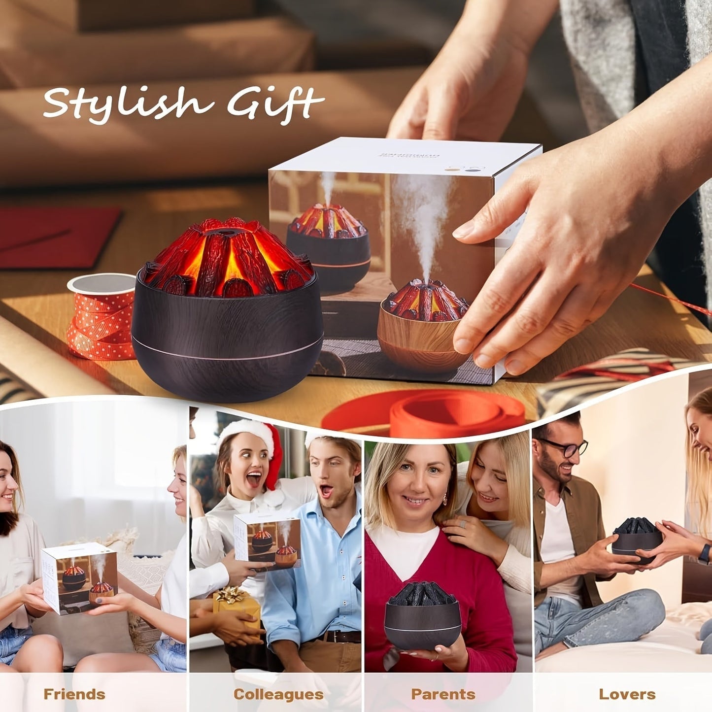 Norvo | Fire Diffuser - Mini simulert kullild luftfukter med realistisk flammeeffekt