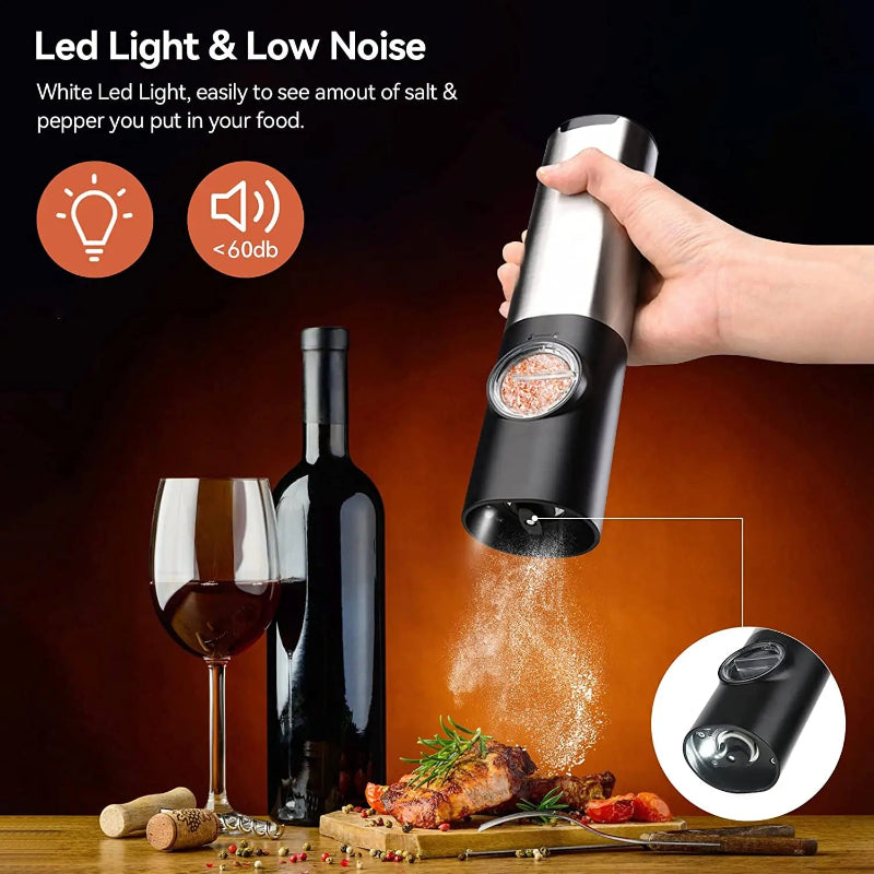 Elektrisk salt pepperkvern sett USB oppladbar automatisk krydderkvern | Norvo