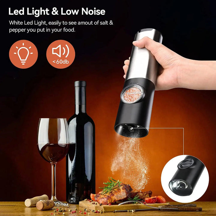 Elektrisk salt pepperkvern sett USB oppladbar automatisk krydderkvern | Norvo