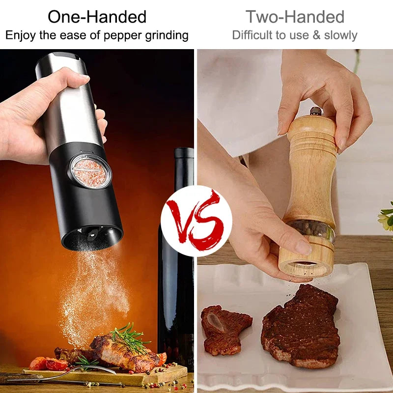 Elektrisk salt pepperkvern sett USB oppladbar automatisk krydderkvern | Norvo
