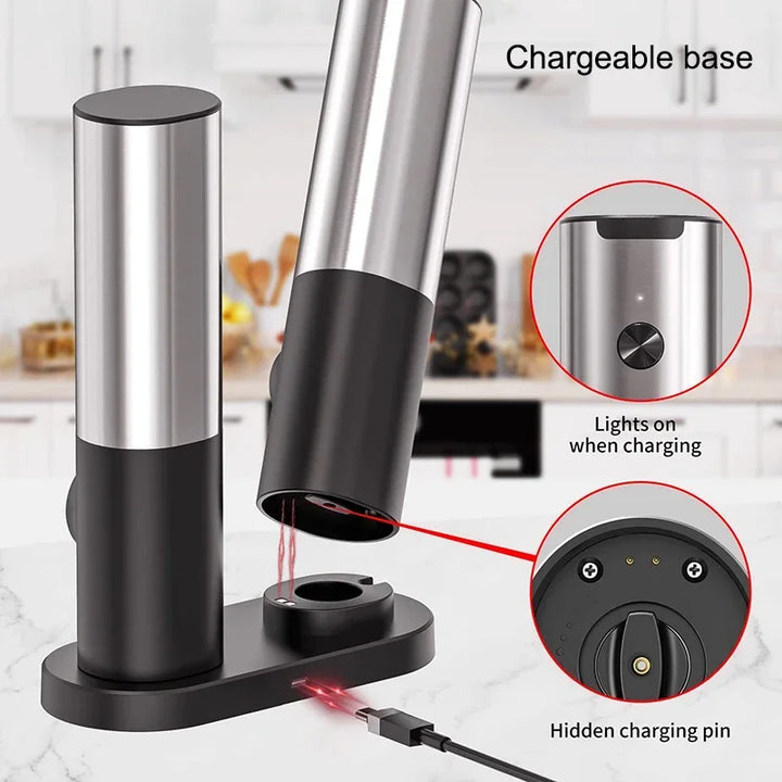 Elektrisk salt pepperkvern sett USB oppladbar automatisk krydderkvern | Norvo