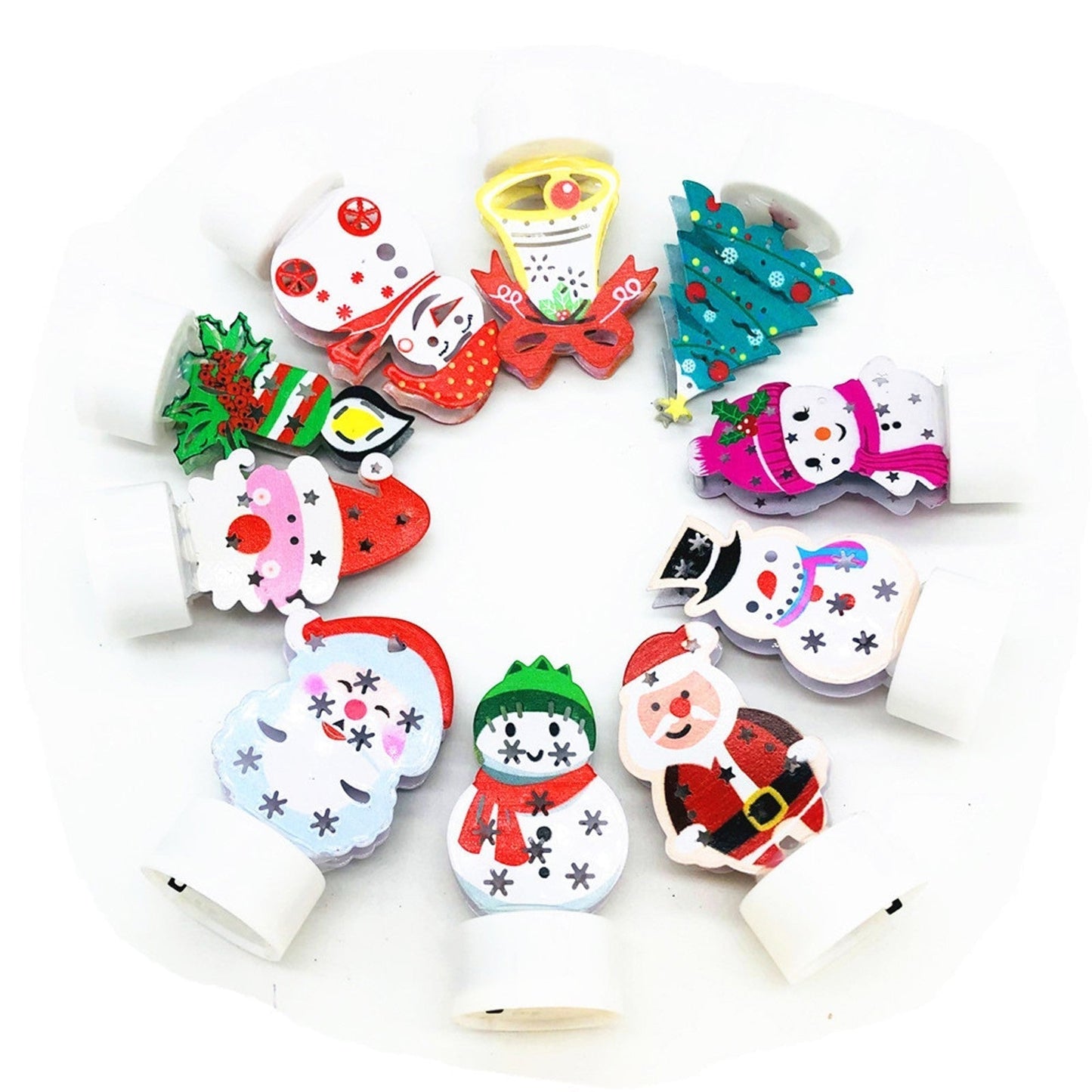 Norvo | Elektroniske LED Julelys Lamper - Sett med 10 - Søte Nisse, Snømann & Tre Nattlys for Festlig Hjem, Fest & Hagedekor