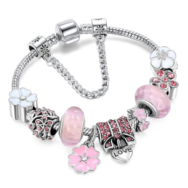 Norvo | Elegant Floral Charm Bracelet in 925 Sterling Silver for Women - Naturinspirert Design