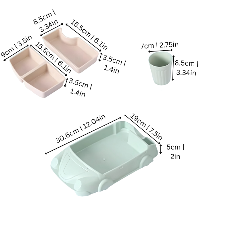 Norvo | Barne Tallerken Sett Bil Stil Holdbar Plast Design