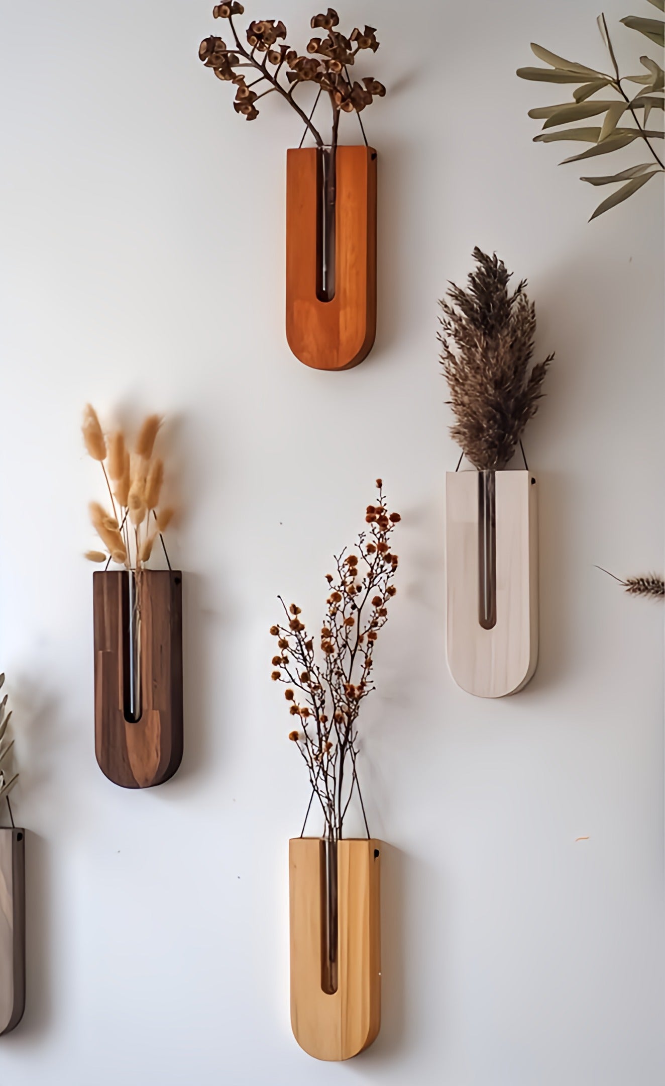 Norvo | WoodFlora | Rustikk Trevegg Blomsterholder Sett – Kreativ Plantedisplay for Innendørsrom
