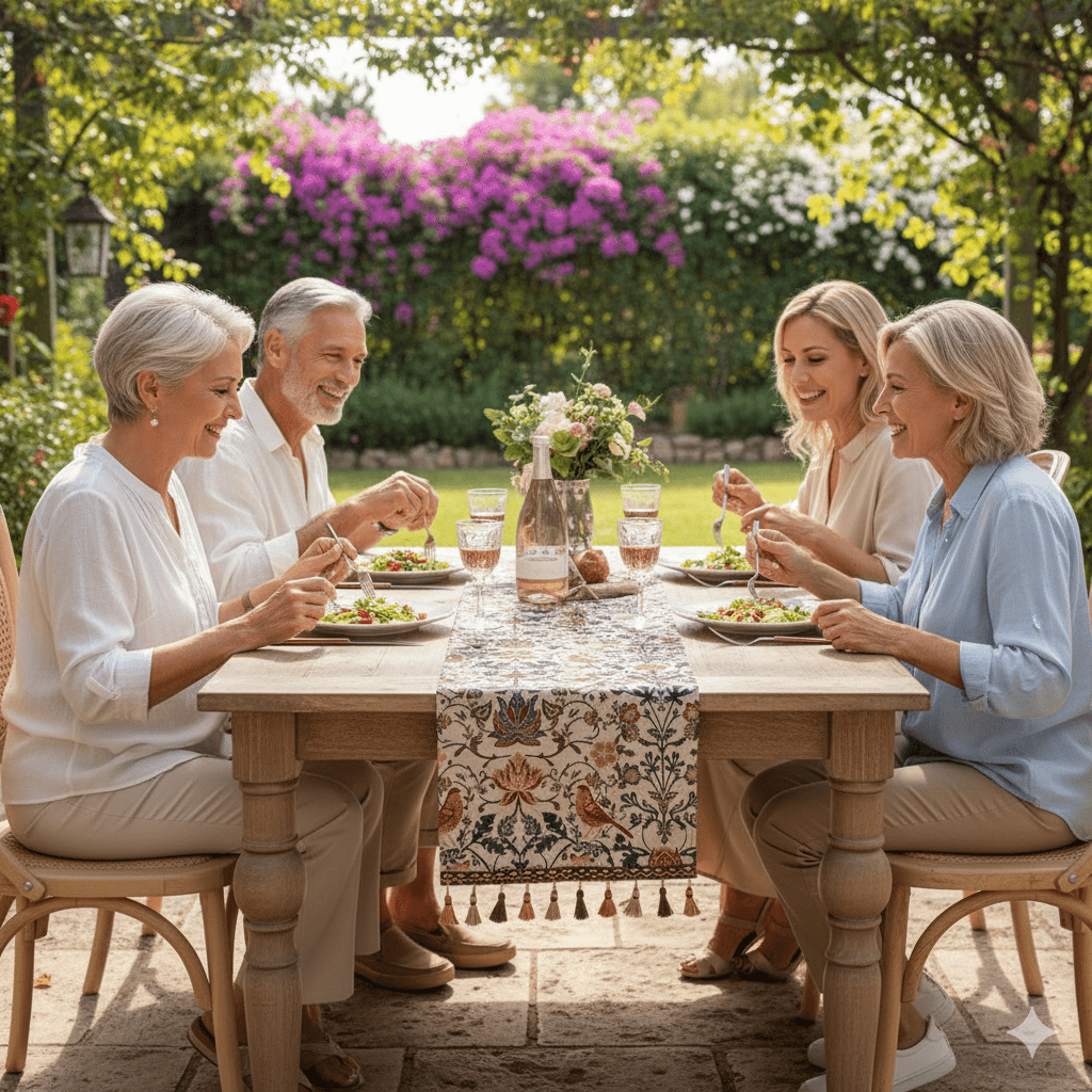 Norvo | EVERBLOOM LINENS – Elegant Duket med Blomster- og Fugl Jacquard Design