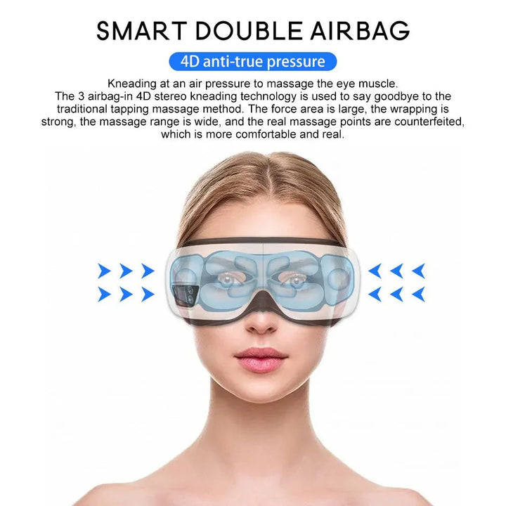 Norvo | Eyeglow Smart 6D – Øyemassasje med varme, vibrasjon og Bluetooth for skjermtrøtte øyne