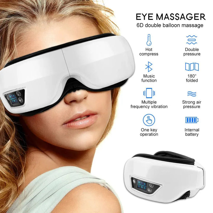 Norvo | Eyeglow Smart 6D – Øyemassasje med varme, vibrasjon og Bluetooth for skjermtrøtte øyne