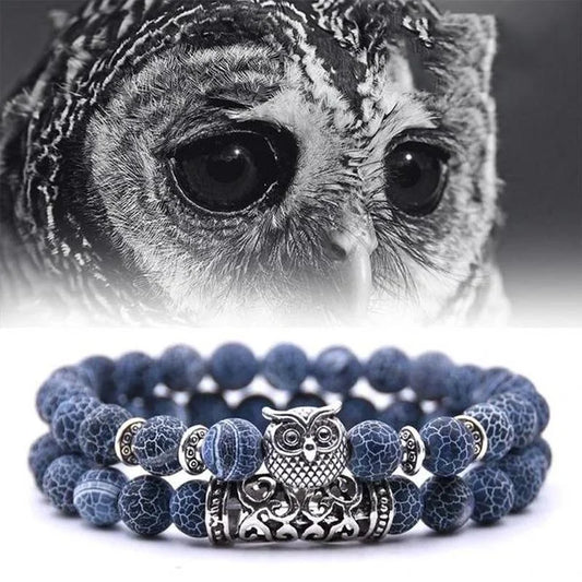 Norvo | Ugle Charm Naturlig Stein Armbånd