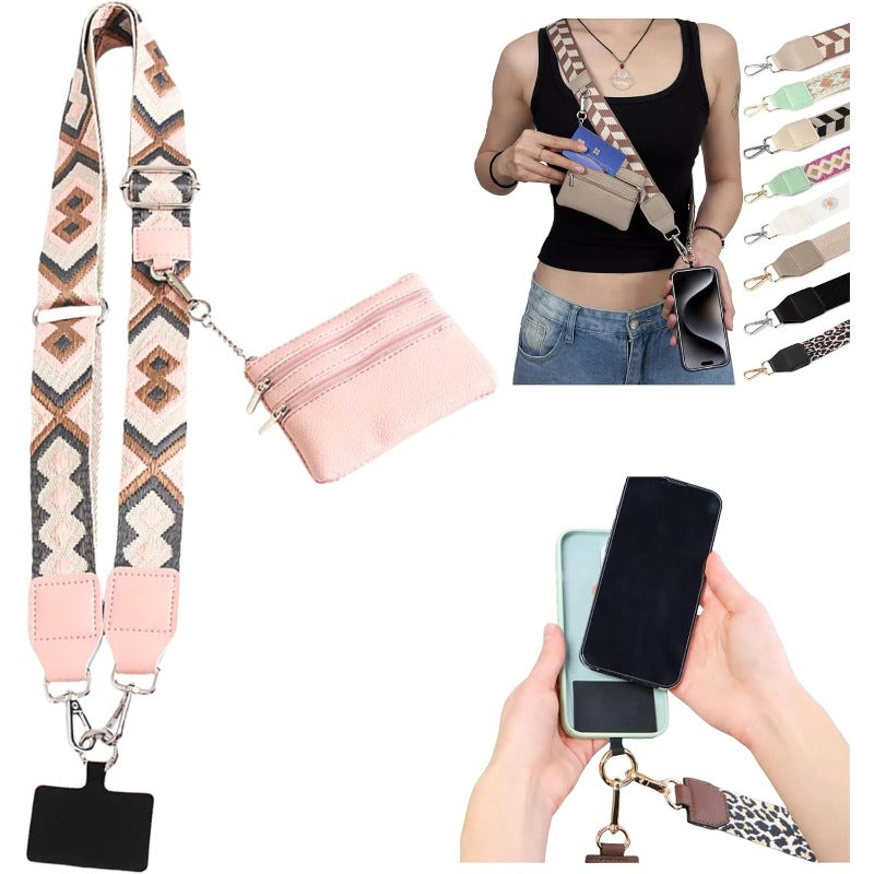 Norvo | Stilig Crossbody Telefon Lanyard med Avtakbar Mini Lommebok