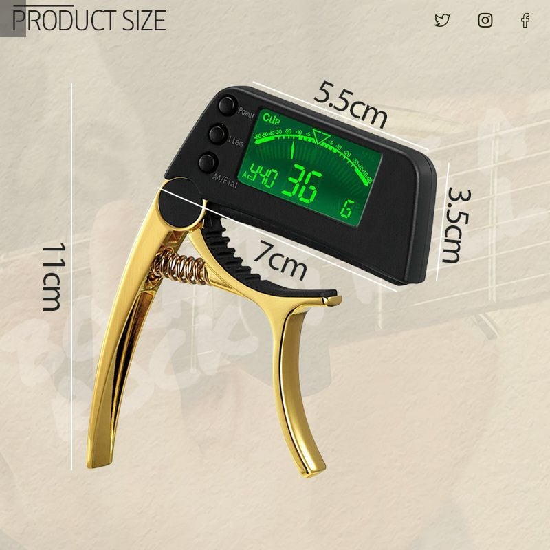 Norvo | DUAL-BRUK GITAR CAPO TUNER MED LCD-SKJERM