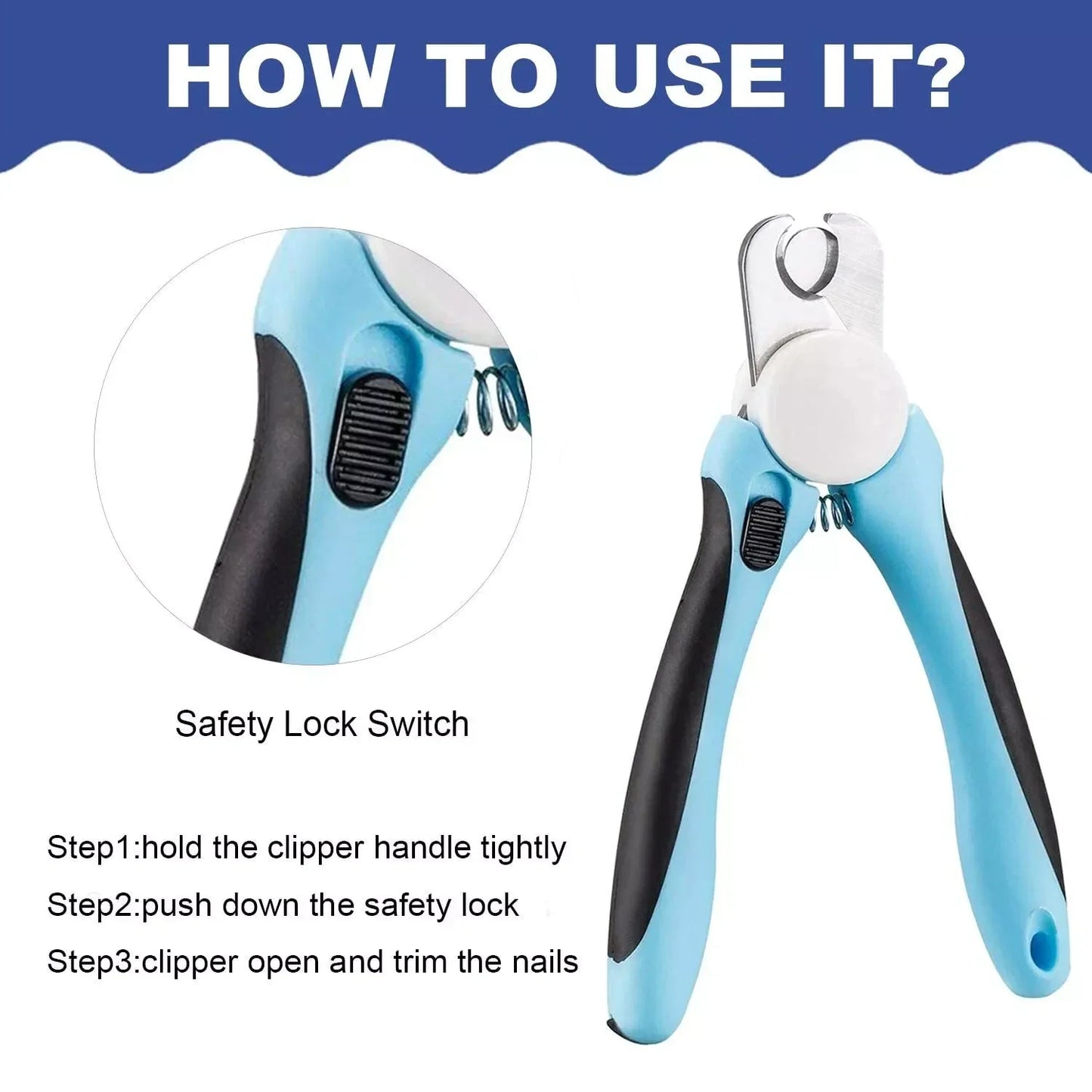 Norvo | Rustfritt Stål Kjæledyr Negl Klippere med Sikkerhetsbeskyttelse og Gratis Neglefil - Perfekt for Middels og Store Hunder