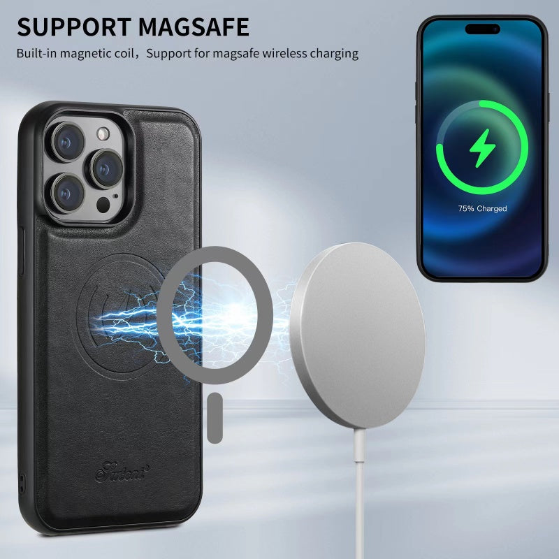Norvo |  Telefonveske med Kortholder: Magnetisk Stativ, Trådløs Lading (Magsafe-Kompatibel)