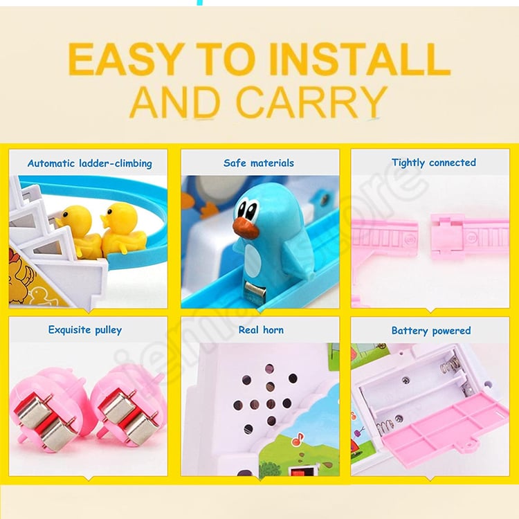 Norvo | Morsom automatisk trappeklatrende andunge tegneserie racerbane sett