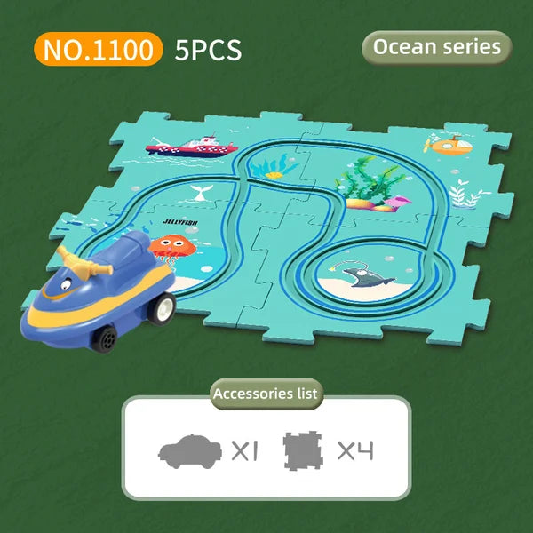 Norvo | Barns utdanningspuzzle sporbil leke sett