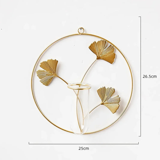 Norvo | Elegant Gull Jern Veggmontert Hydroponisk Blomsterkrukke