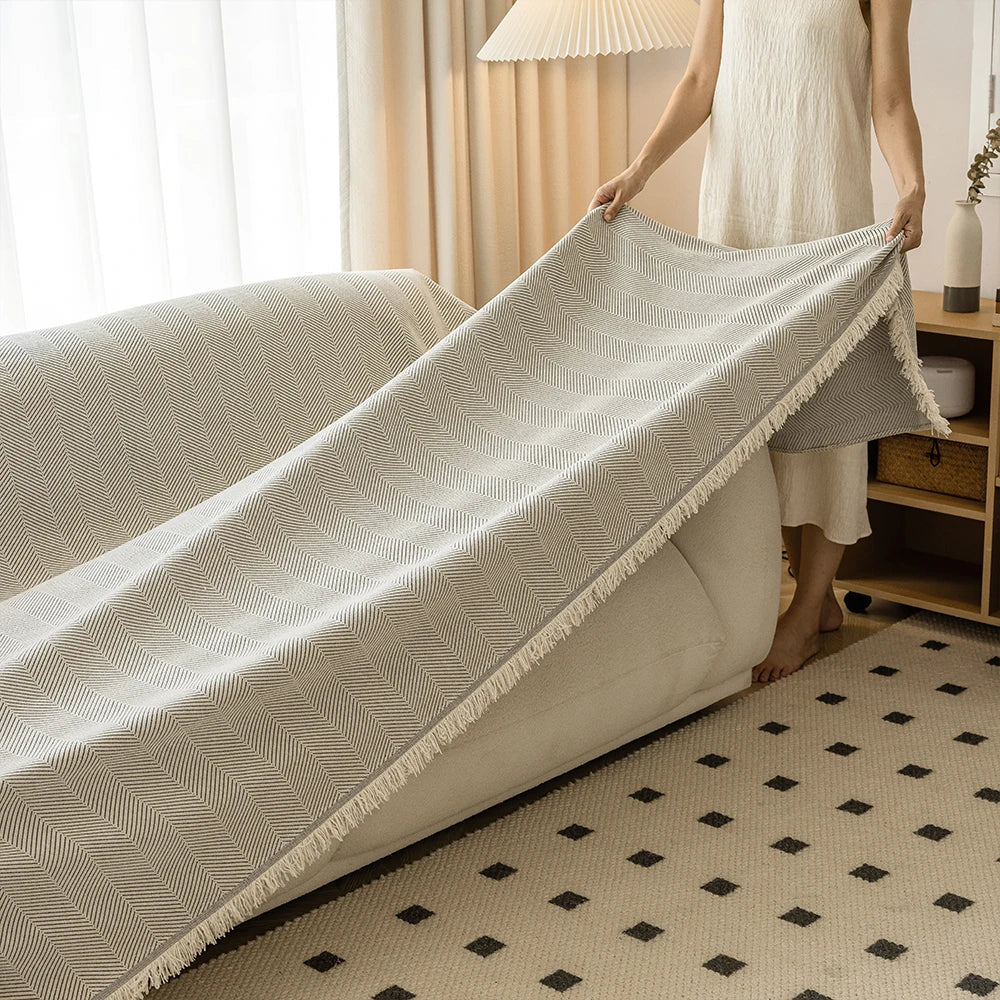 Norvo | Elegant Chenille Sofa Håndkle for Stilig Hjemmedekorasjon