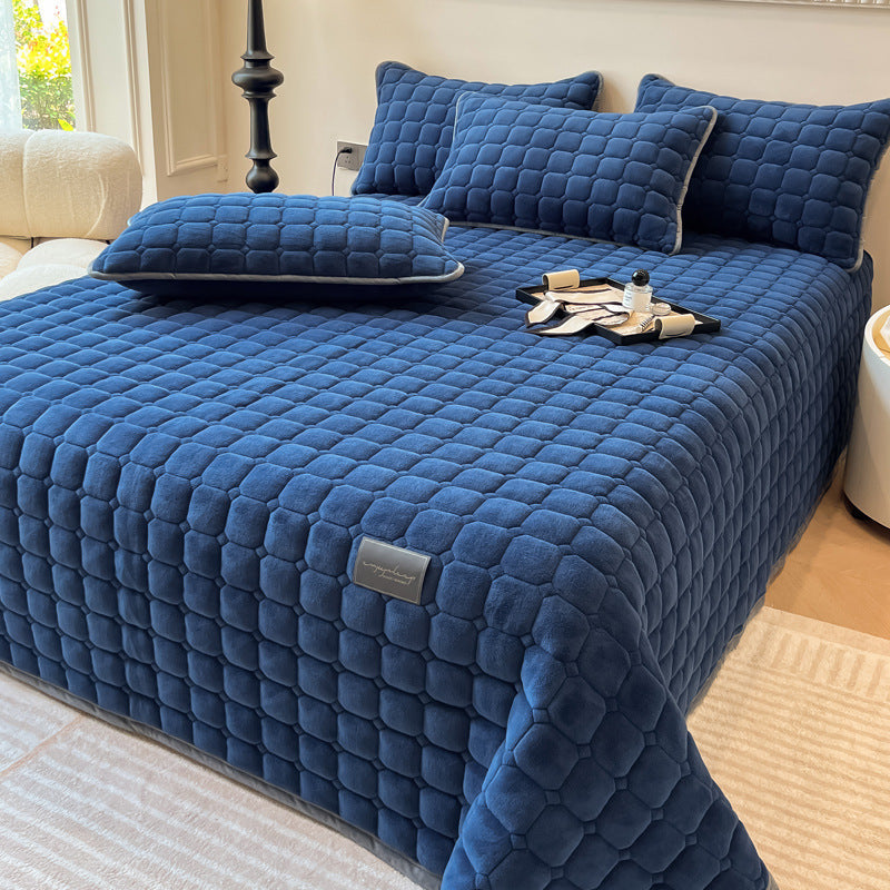 Norvo | Moderne myk kasteteppe med firkantet tekstur – Stilfullt fluffy seng- og sofatrekk