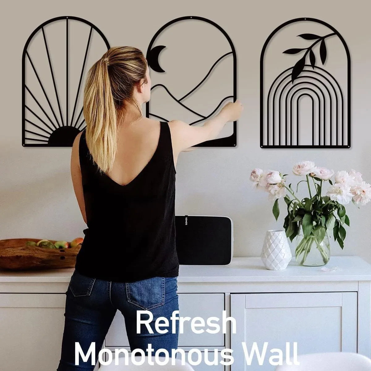 Norvo | Nordic Iron Line Veggkunst – Antikk Silhouette Metall Pendler