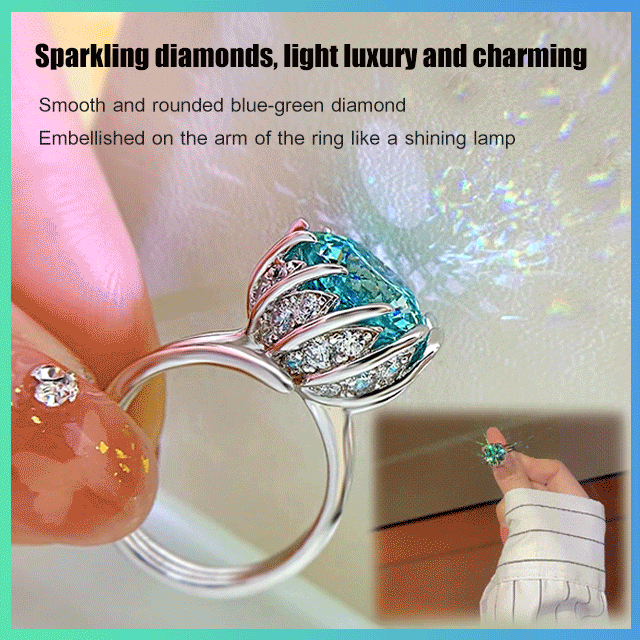 Norvo | 6 Karat Paraiba Blågrønn Lotus Diamant Ring