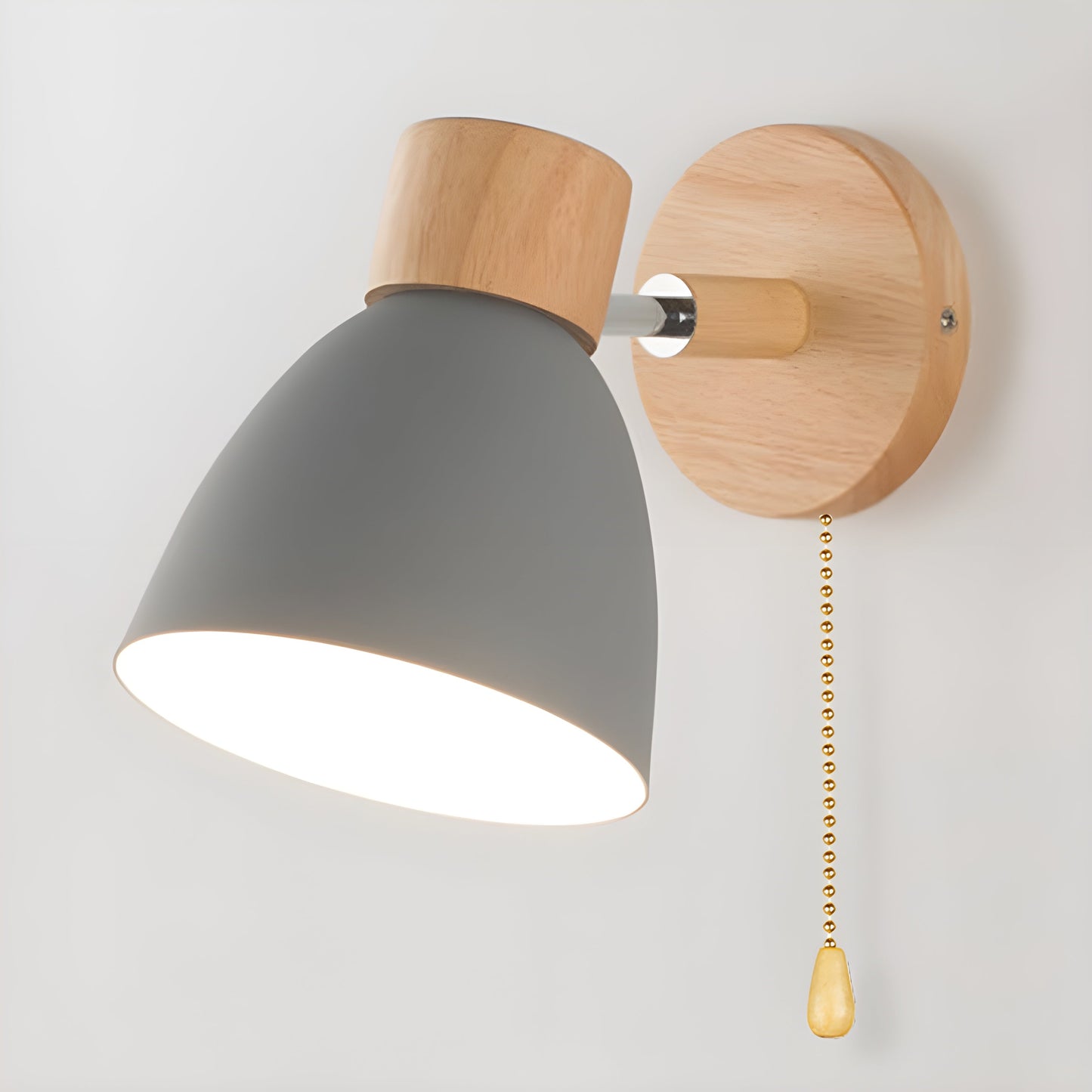 Norvo | Wood Nordic Vegglampe med Bryter for Soverommet