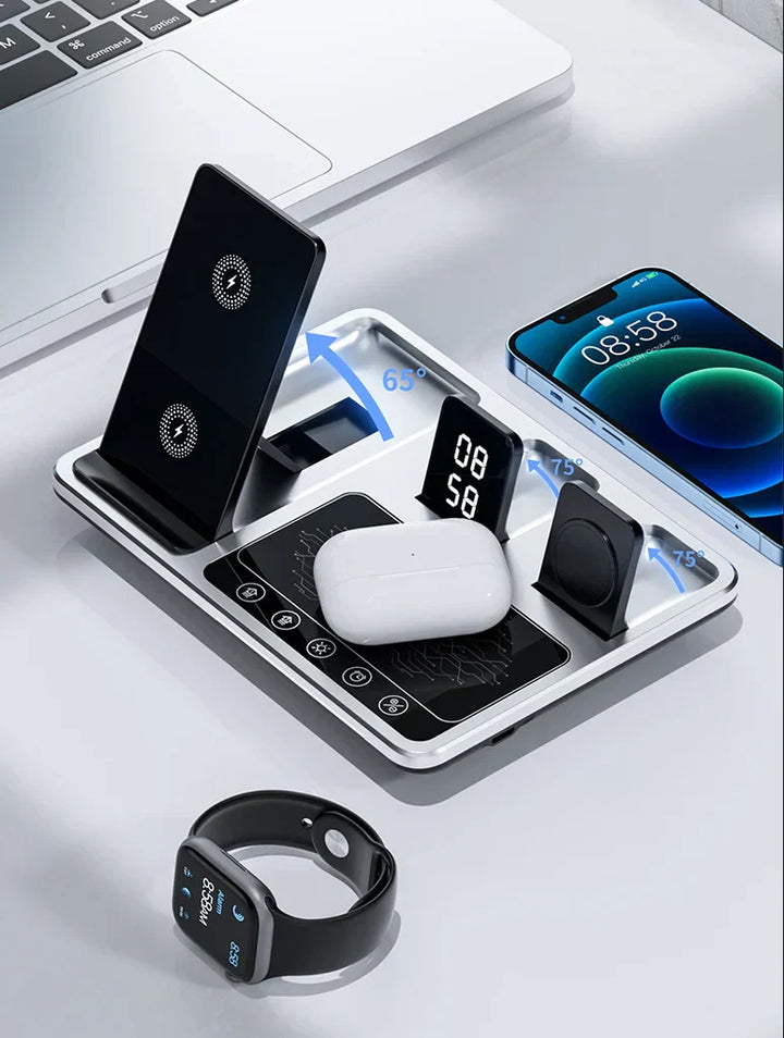 Norvo | EasyCharge - 4-i-1 Trådløs Laderstasjon for iPhone, Apple Watch og AirPods - Rask og Effektiv Lader