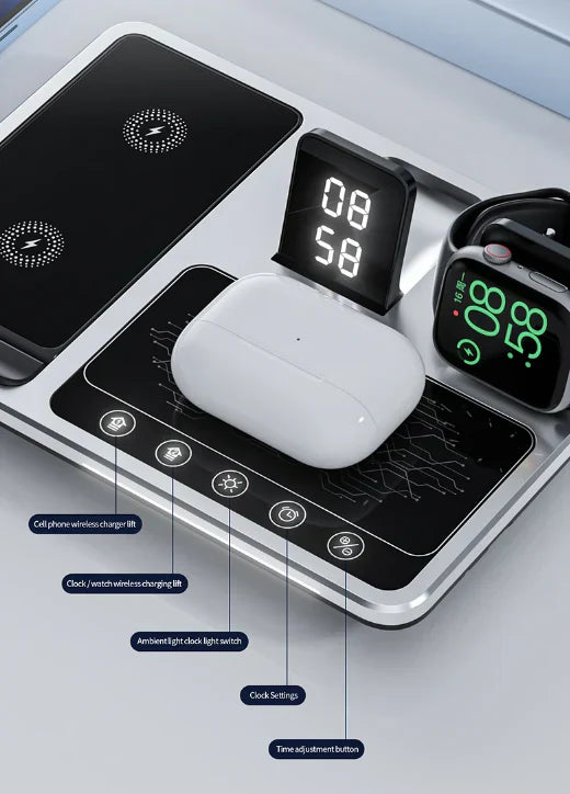 Norvo | EasyCharge - 4-i-1 Trådløs Laderstasjon for iPhone, Apple Watch og AirPods - Rask og Effektiv Lader