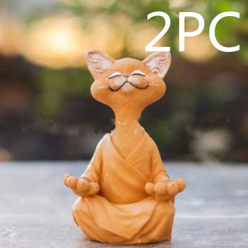 Norvo | Lekker svart Buddha katt figur meditasjon yoga samleobjekt glad katt dekor hjem hagedekorasjon hageornament