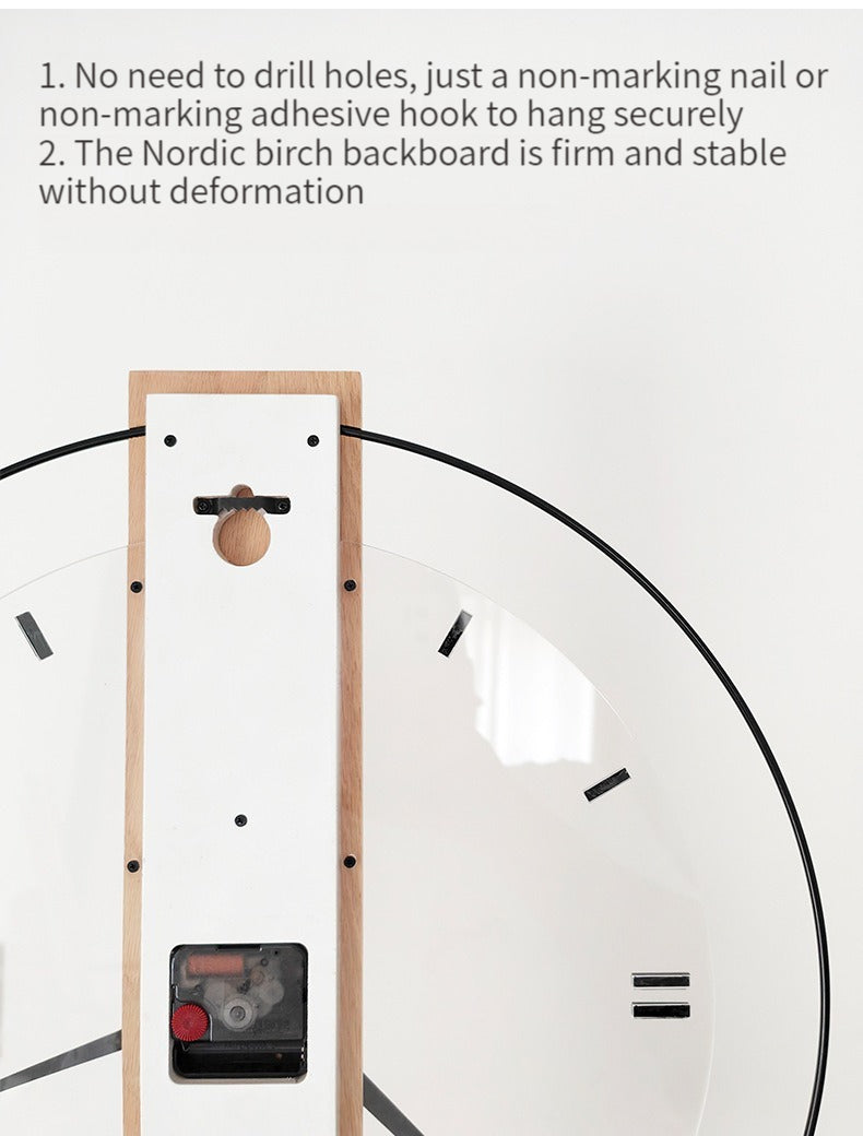 Norvo | Solid Wood Nordic Veggdekorasjon Klokke 40cm