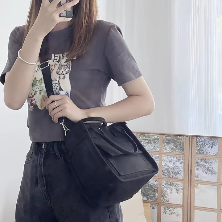 Norvo | UrbanEase Canvas Slingbag – Hvit skulderveske med magnetlås og justerbar stropp