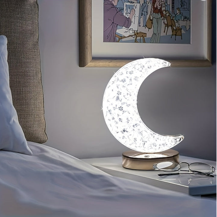 CrystalGlow lampe - dimbar bordlampe med berøringsskål