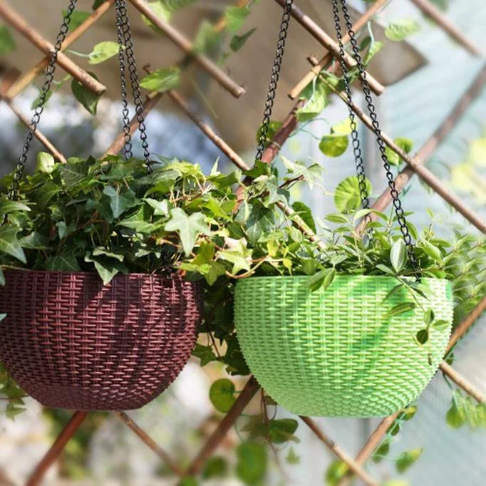 Norvo | Vevd hengende kurv for planter med kjede – Ideell for balkong og hage