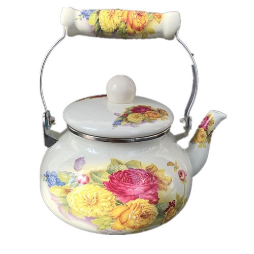 Flat Bottom Round Emaljekanne Blomsterkanne Melk Hjem Kanne | Norvo