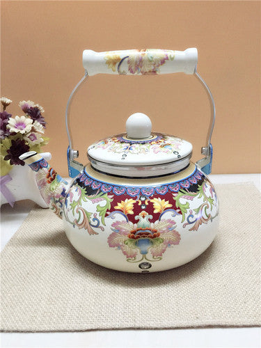 Flat Bottom Round Emaljekanne Blomsterkanne Melk Hjem Kanne | Norvo