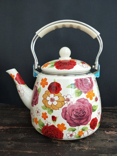 Flat Bottom Round Emaljekanne Blomsterkanne Melk Hjem Kanne | Norvo
