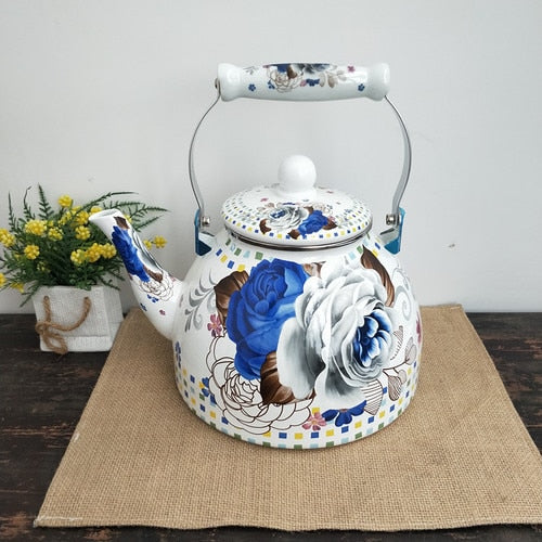 Flat Bottom Round Emaljekanne Blomsterkanne Melk Hjem Kanne | Norvo