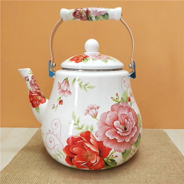 Flat Bottom Round Emaljekanne Blomsterkanne Melk Hjem Kanne | Norvo