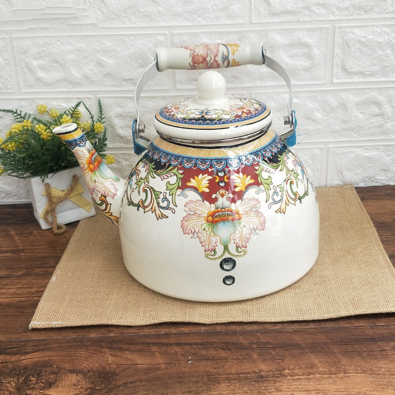 Flat Bottom Round Emaljekanne Blomsterkanne Melk Hjem Kanne | Norvo