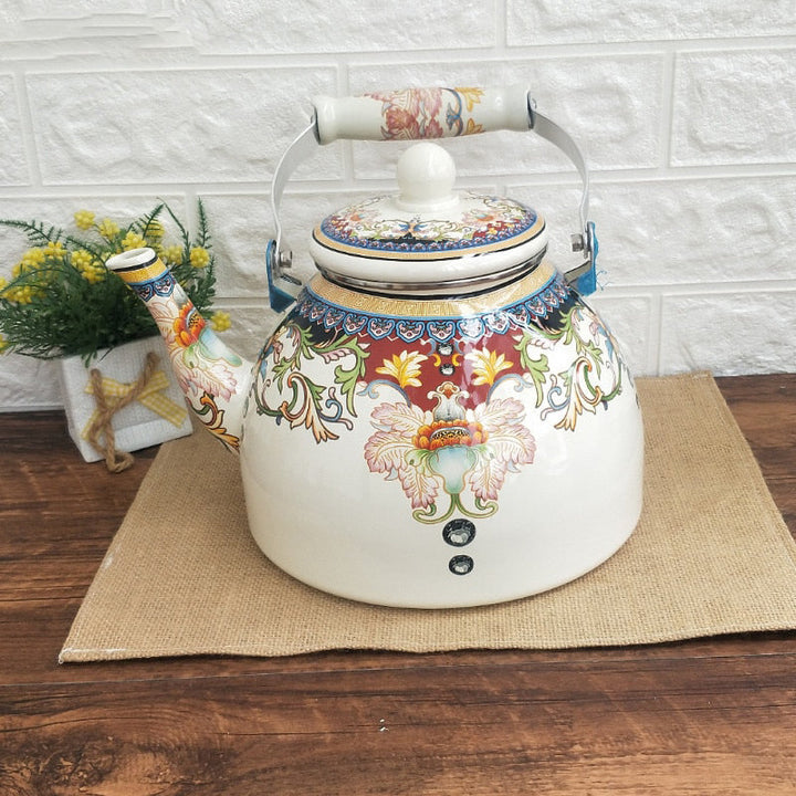 Flat Bottom Round Emaljekanne Blomsterkanne Melk Hjem Kanne | Norvo