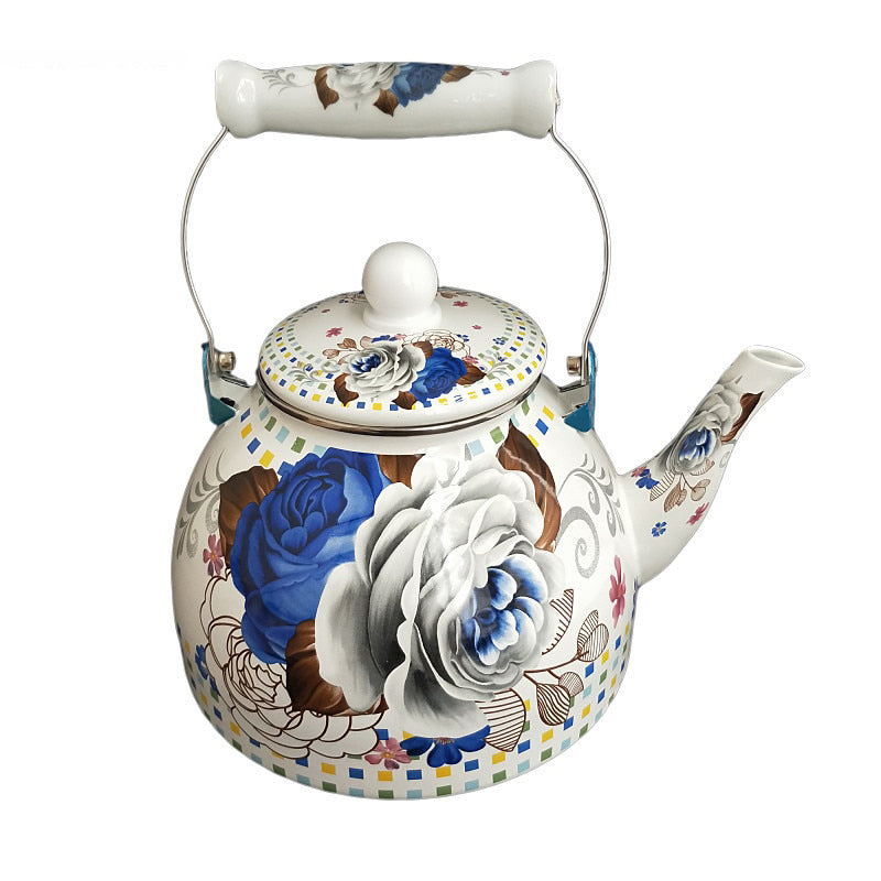Flat Bottom Round Emaljekanne Blomsterkanne Melk Hjem Kanne | Norvo