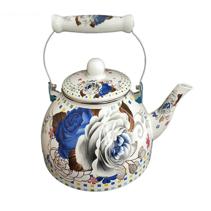 Flat Bottom Round Emaljekanne Blomsterkanne Melk Hjem Kanne | Norvo