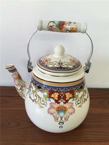 Flat Bottom Round Emaljekanne Blomsterkanne Melk Hjem Kanne | Norvo