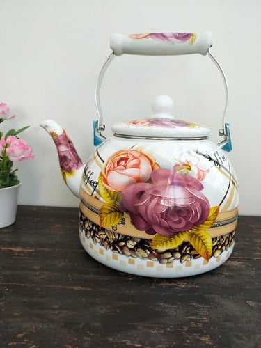 Flat Bottom Round Emaljekanne Blomsterkanne Melk Hjem Kanne | Norvo